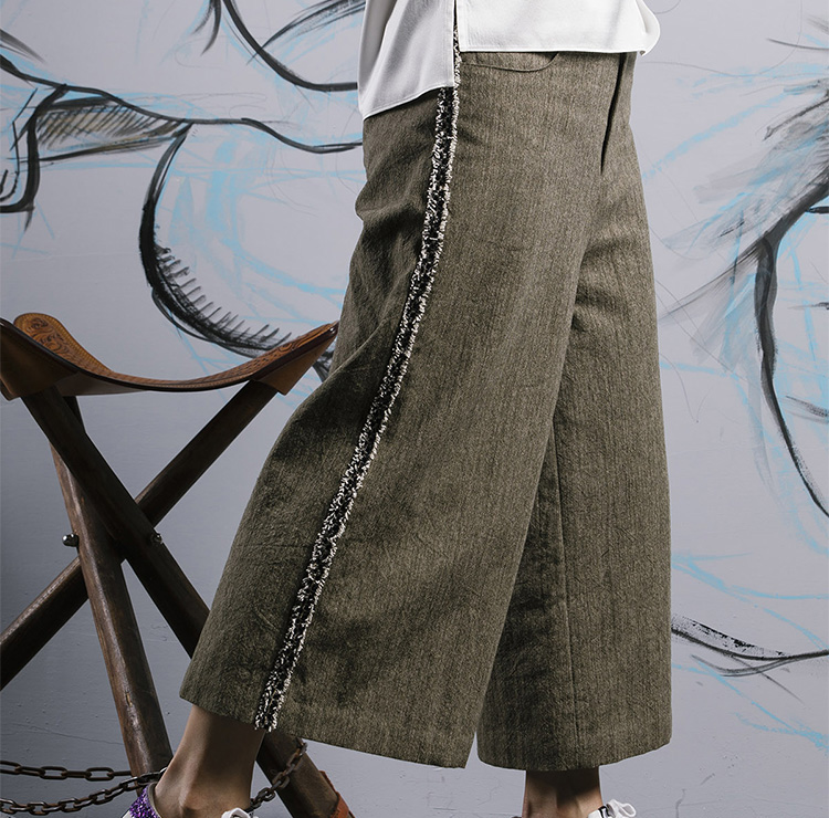 纯棉色织布夹棉裤