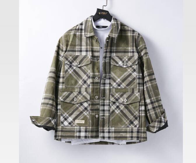 色织格子翻领夹克