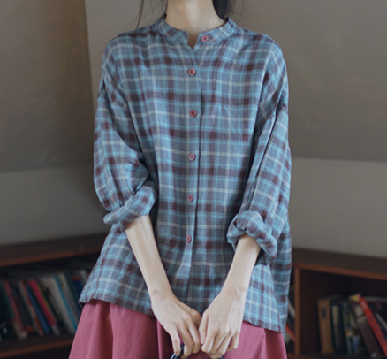 麻棉色织长袖衬衫