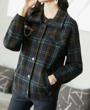 双层色织布格子撞色长袖夹克